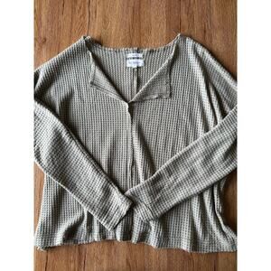 Blu Pepper Waffle Knit Sage Green Top Size Small